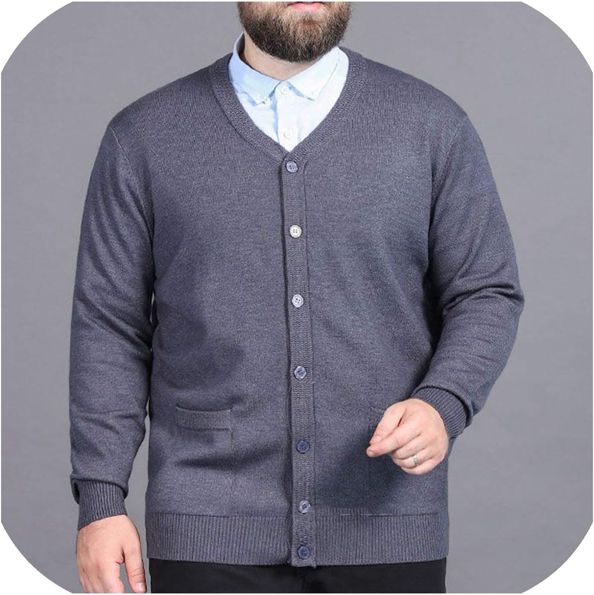 momolove Autumn Winter Men Sweater 5XL 6XL 7XL 8XL Bust 140Cm Long Sleeve Sweater Men 3 Colors,Gray,7XL