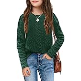 Ebifin Girls Sweaters Kids Long Sleeve Crewneck Fall Knit Tops Cute Pullover Jumper Shirts 5-14 Years