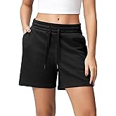 ODODOS Women's Sweat Shorts 5" Cotton French Terry High Waist Workout Casual Lounge Shorts with Pockets