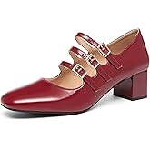 NEWBELLA Women's Mary Jane Shoes - Classic Retro Work Shoes with Thick & Mid Heels, Comfortable Office Pumps with Buckle Strap, Vintage Dress Shoes