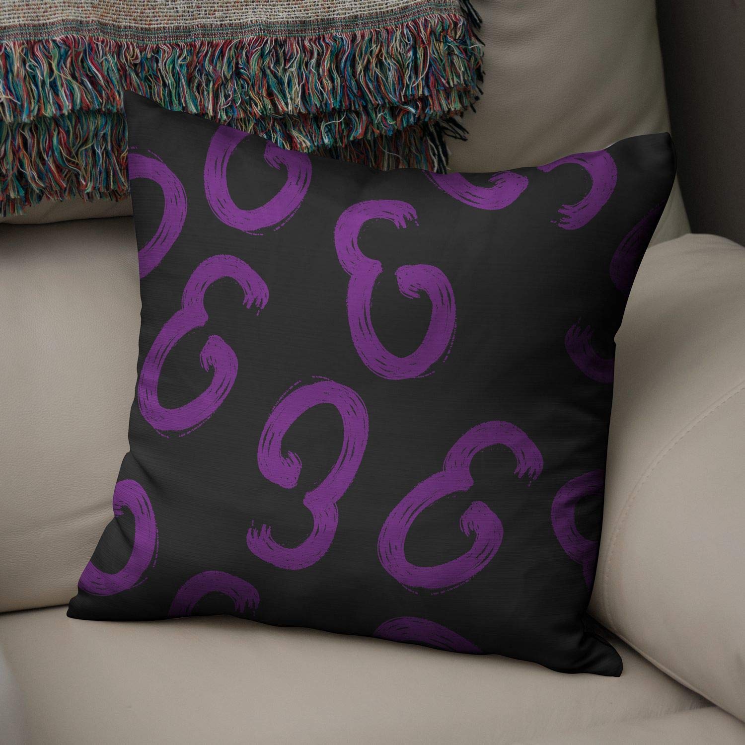 Bonamaison Decorative Cushion Cover Purple & Black, Throw Pillow Covers, Home Decorative Pillowcases for Livingroom, Sofa, Bedroom, Size: 43X43 Cm - Designed and Manufactured in Turkey