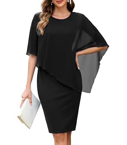 Adrianna Papell Chiffon Cape Dress Violet Cobalt 4 : Clothing, Shoes & Jewelry