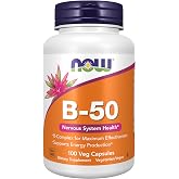 NOW Supplements, Vitamin B-50 mg, Nervous System Health*, 100 Veg Caps