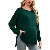 Smallshow Women's Long Sleeve Maternity Shirts Loose Tunic Pregnancy Tops