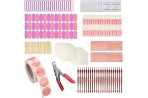 CloudTrip Nail Tool Kit - 50 Piece Set with Nail Glue, Adhesive Tabs, Buffer, File, Clipper, Prep Pad, Thank You Card, OPP Bag