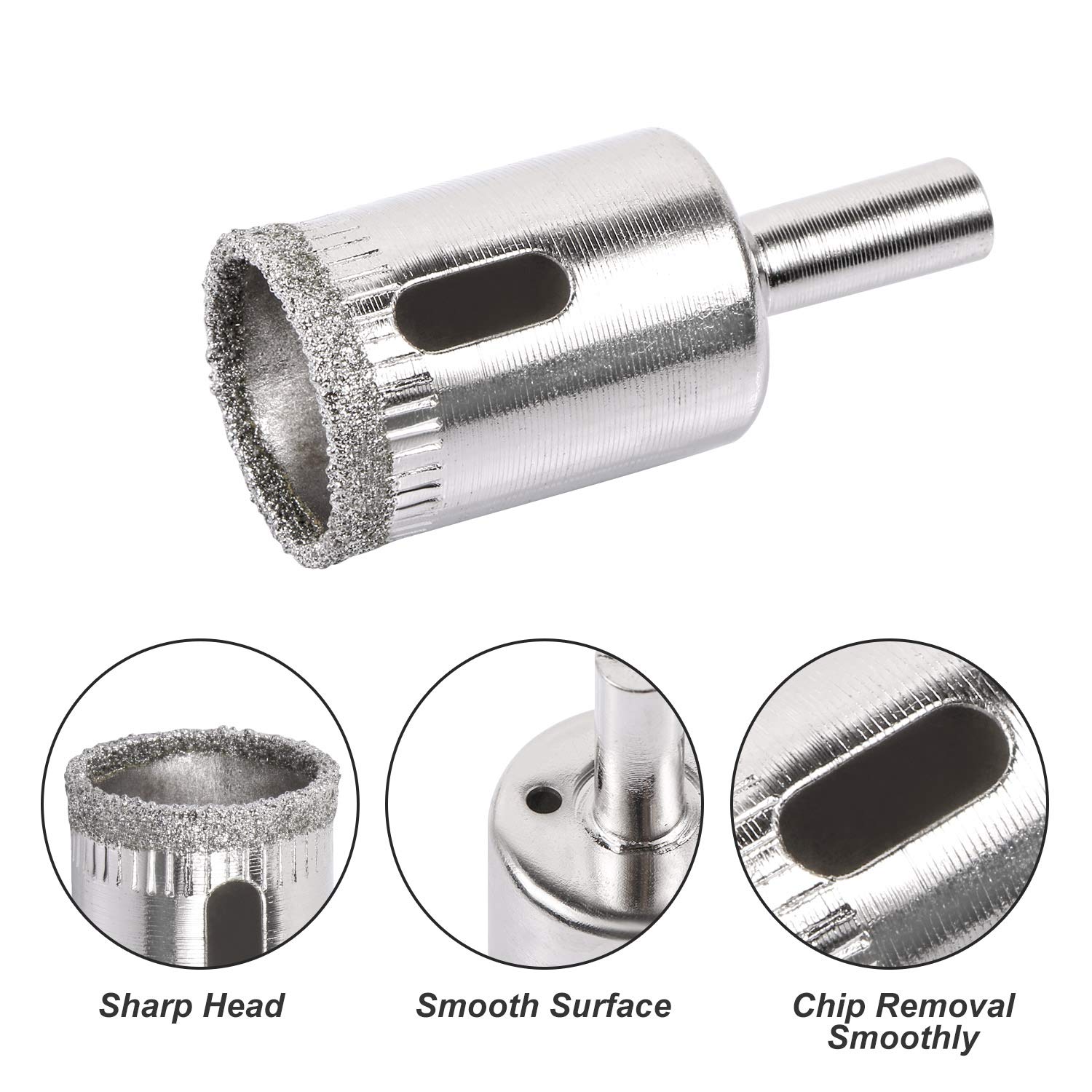 Tile Hole Saw, EVERMARKET 15 Pcs Diamond Holesaw Drill Bit Extractor Remover Tools for Glass Porcelain, Ceramic - Image 3
