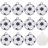 SUNNYCLUE 1 Box 30Pcs Sport Charms Enamel Soccer Ball Charms Bulk Black White Flat Round Soccer Ball Sports Charm Silver Tone Charm for Jewelry Making Charm DIY Earrings Bracelets Craft Supplies