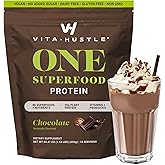 VitaHustle All-in-One Nutrition Shake, Chocolate (1 Pack) - Plant Based Protein Powder by Kevin Hart – Vegan Meal Replacement Shake with KSM66 Ashwagandha & 86+ Superfoods - Meal Replacement Powder