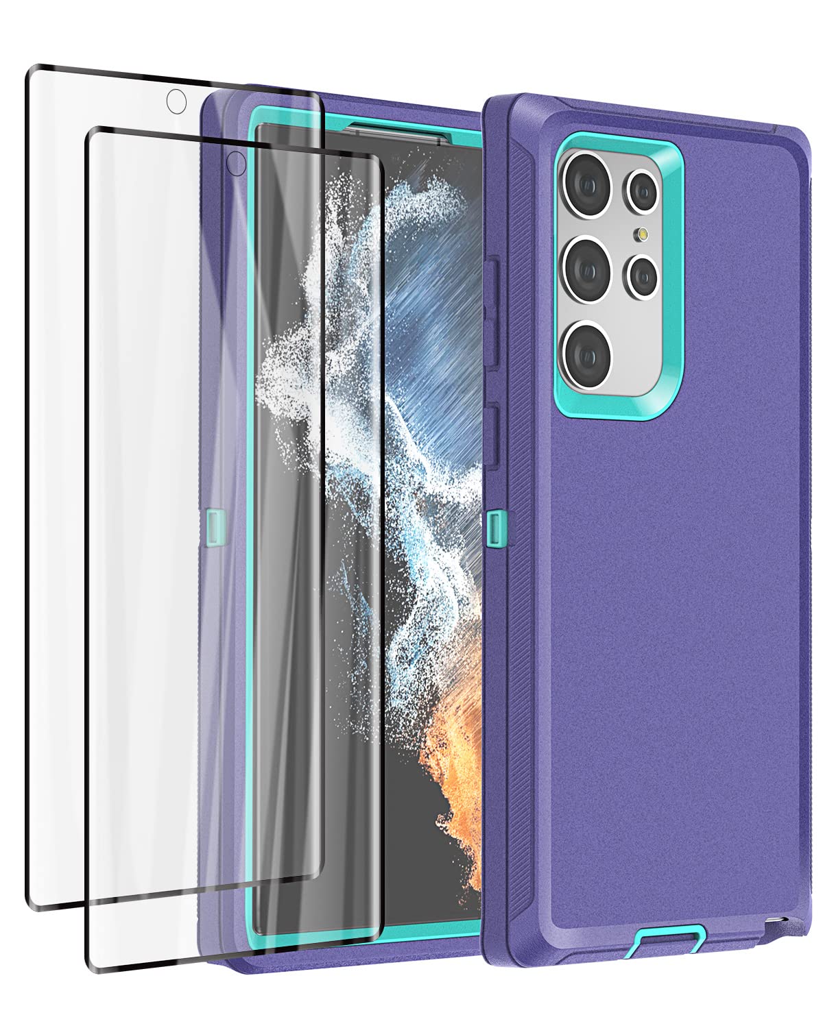 Photo 1 of AICase for Galaxy S22 Ultra Case with Screen Protector,Heavy Duty Drop Protection Full Body Rugged Shockproof/Dust Proof Military Protective Tough Durable Phone Cover for Samsung S22 Ultra 6.8"