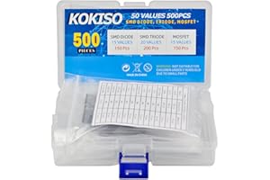 KOKISO 50 Values 500 Pcs Sample Box [15 Values 150 Pcs SMD diode,20 Values 200 Pcs SMD Transistor, 15 Values 150 Pcs SMD MOS] SMD Chip Transistor Assortment Kit