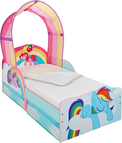 My Little Pony Girls Toddler Bed With Canopy And Storage Wood Design Multi Coloured 142 X 77 X 128 Cm Amazon De Kuche Haushalt