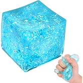 Ice Cube Glitter Stress Relief Cube, 5.5&times;5.5cm Silent TPR Square Squeeze Fidget Toy, Slow Rising Sensory Squishy Toy for Adults, Desk Anxiety Relief Toy, Party &amp; Office Stress Favor