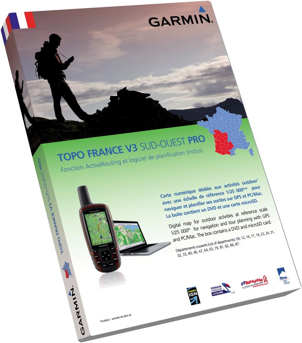 Garmin Topo France v3 SudOuest Pro Cartes de randonnée numériques