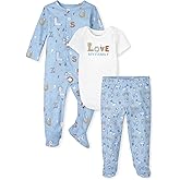 The Children's Place unisex baby Newborn Take Me Home Set, 100% Cotton, Short Sleeve Bodysuit Pants, Long Sleeve Sleep Play and Toddler T Shirt Set, Animal Alphabet/Love My Family, Preemie US