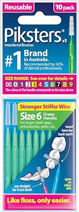 Piksters Interdental Brushes Size 6 10 Pack Green Connector Cap Extension