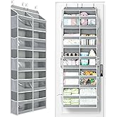 Yecaye 5-Tier Over The Door Organizer Dual-Column, 80lbs Load Extra Large Over The Door Storage of 10 Compartments, Heavy Duty Door Organizer Hanging for Bedroom Closet Dorm Bathroom Pantry, Gray