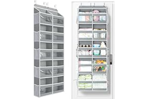 Yecaye 5-Tier Over The Door Organizer Dual-Column, 80lbs Load Extra Large Over The Door Storage of 10 Compartments, Heavy Duty Door Organizer Hanging for Bedroom Closet Dorm Bathroom Pantry, Gray