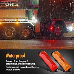 Partsam 4pcs Thin Line Amber/Red 4LED Side Marker