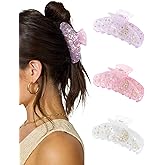 3Pcs Acrylic Hair Claw Clips - Medium Hair Clips Banana Clip for Women with Rhinestones(Stars Moon pattern)