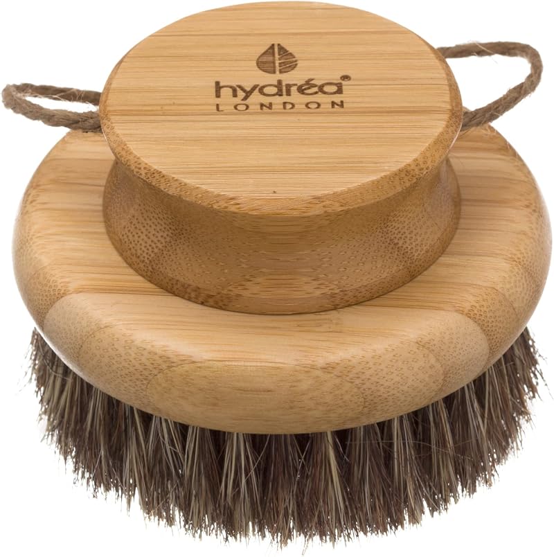 Hydrea London Round Natural Body Brush Bamboo Cactus Bristle Dry Brushing