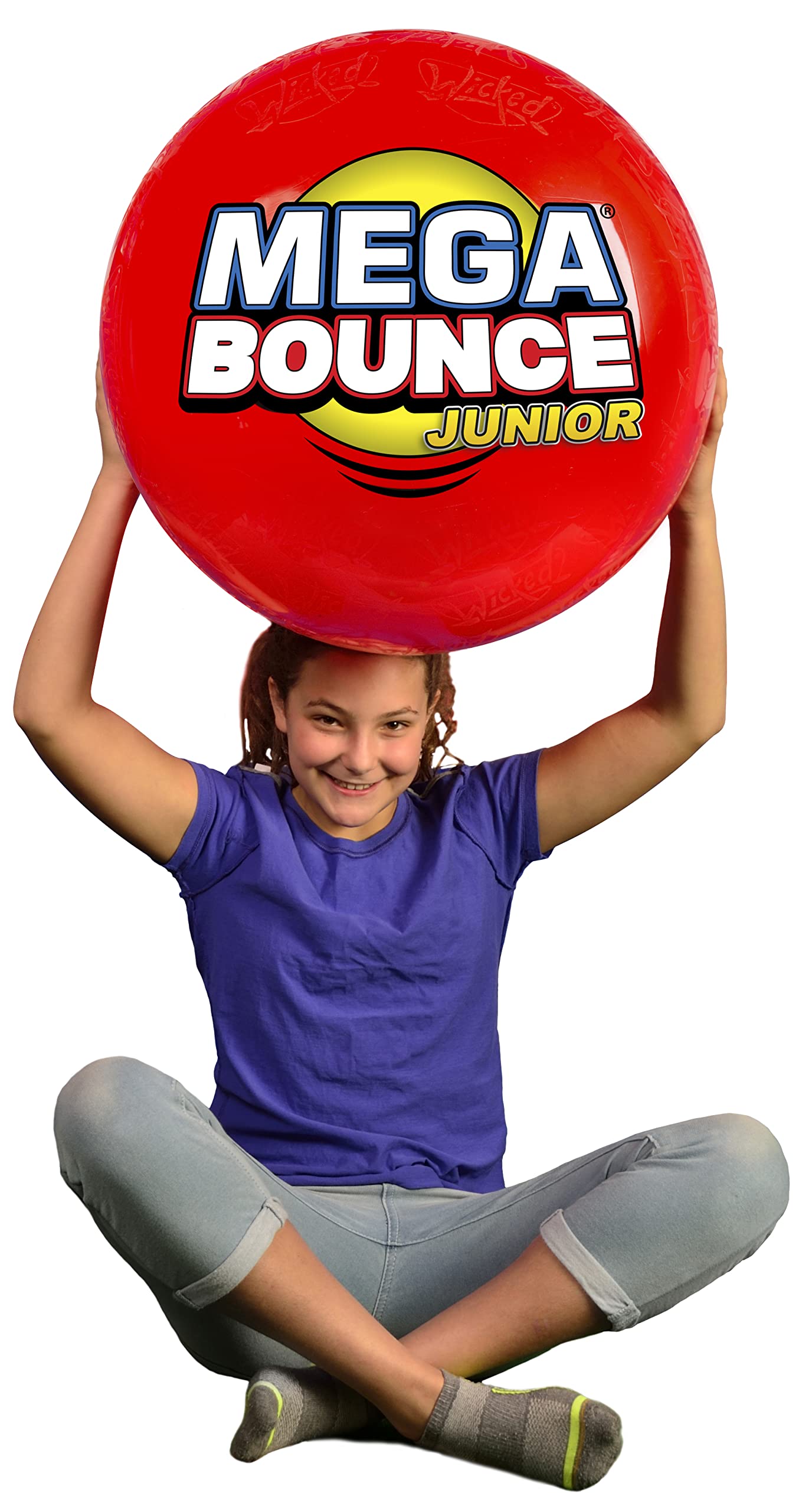 Mega Bounce Junior | The Huge Inflatable Bouncy Ball by Wicked Vision | 1.41 Metre Circumference | 1 Ball & Foot Pump Included