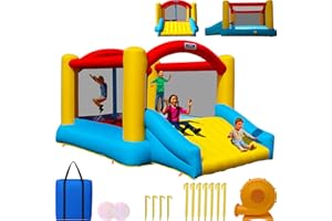 Sportspower™ My 1st Jump N Play™ Inflatable Bounce House with Large Slide & Anchors, Ages 3-8, Heavy Duty, ASTM Certified, on Included Blower