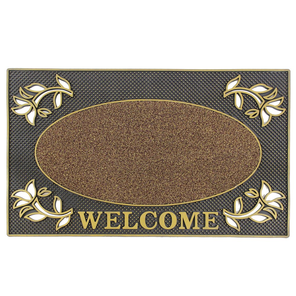JVL Metallic Door Mat (Rectangular, Gold)