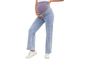 JIMYICLR Maternity Jeans for Women Straight Leg Over Belly Stretchy Pregnancy Denim Pants Comfy Maternity Pants with Pockets