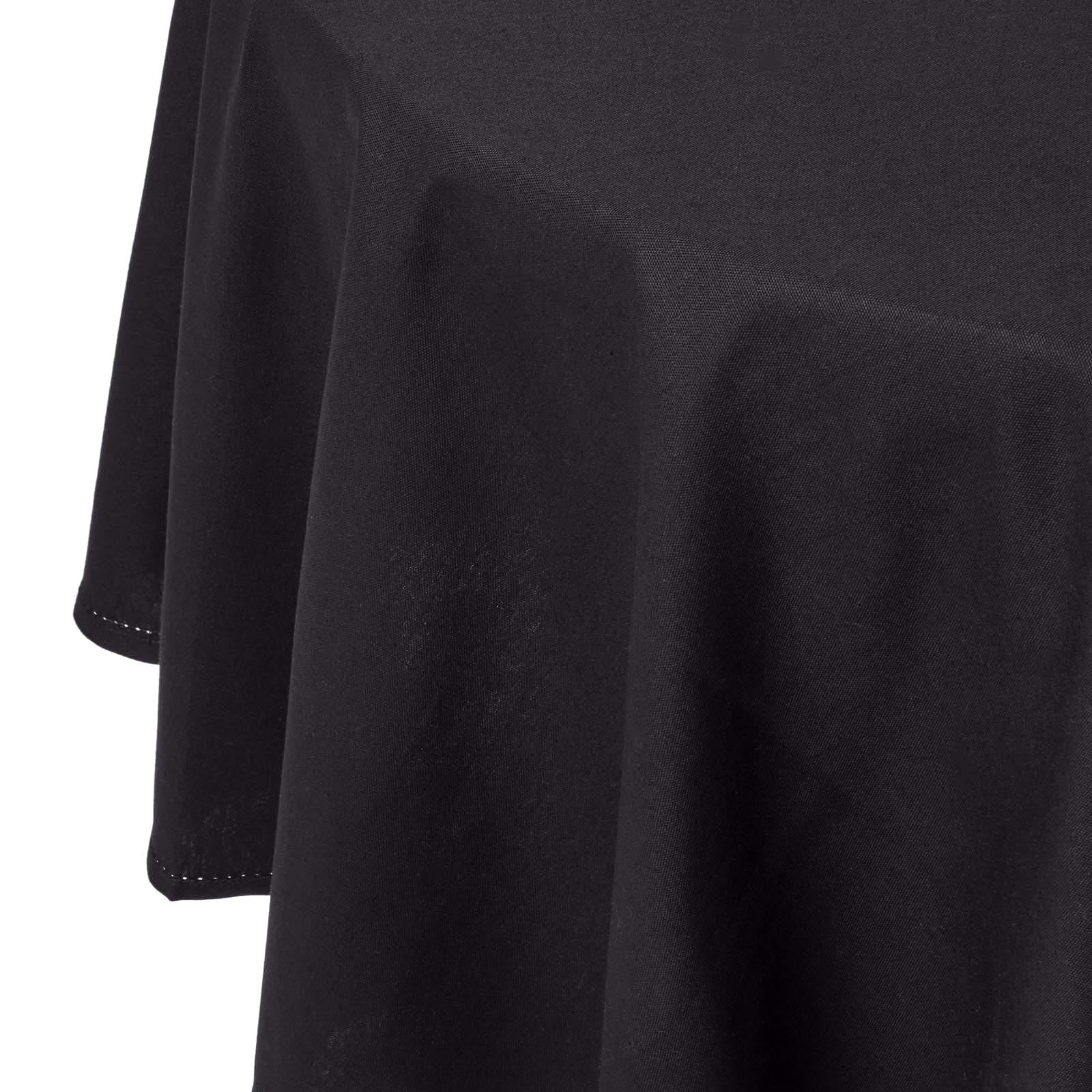 HOMESCAPES Black Table Cloth, Plain Cotton Round Tablecloth, Handcrafted & Durable Dining Table Cover with Hem Stitch, Hypoallergenic, Washable, 178cm — image 1