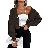 SISKIN Women’s Cropped Cardigan Sweater 2025, V - Neck Cable Knit Button Up Batwing Drop Shoulder Fall Sweater