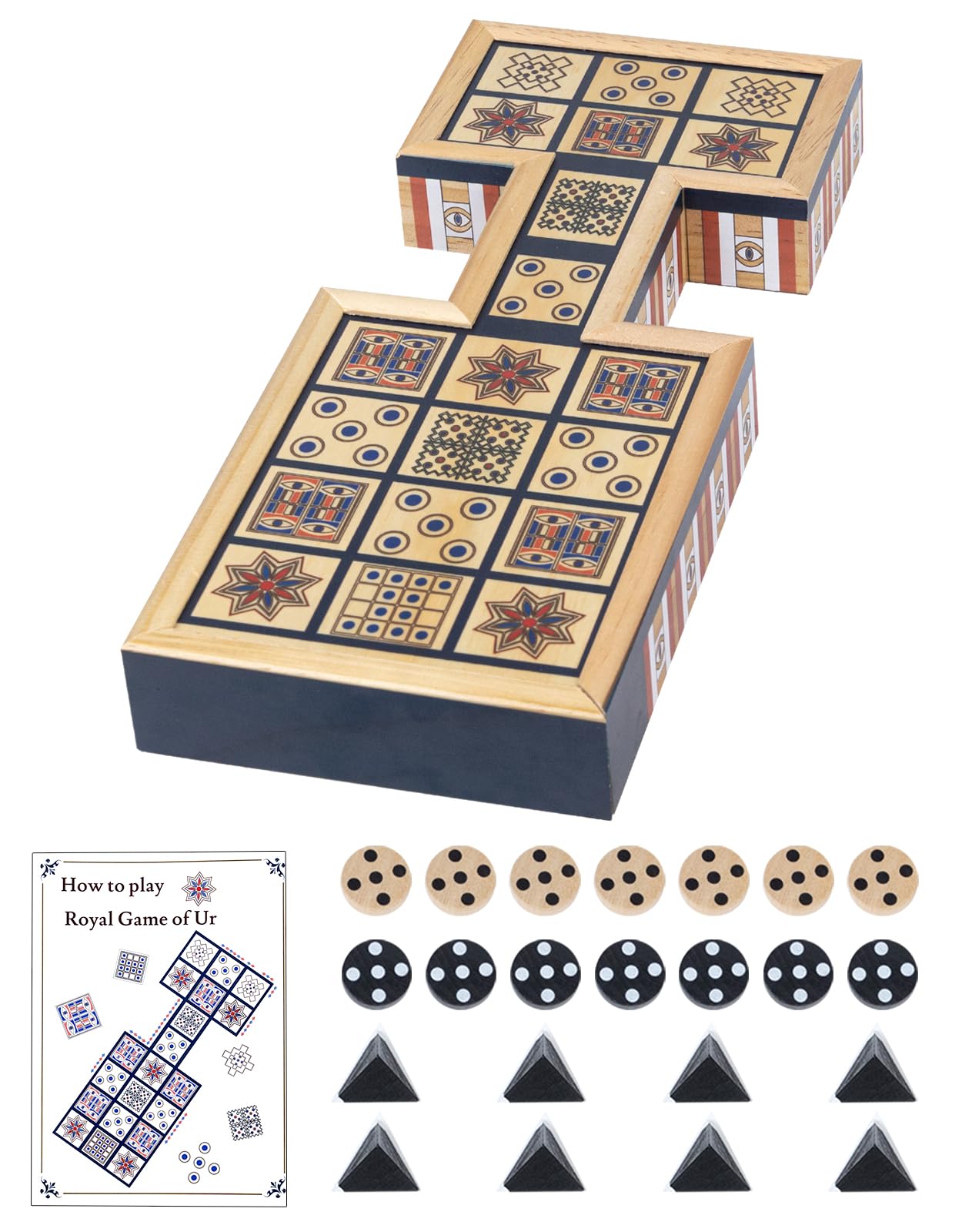 Photo 1 of Wooden Royal Game of UR,Ancient Strategy Board Game for 2 Players,Beautifully Designed Board with Storage Drawers,Over 4500 Years Old (Orange)