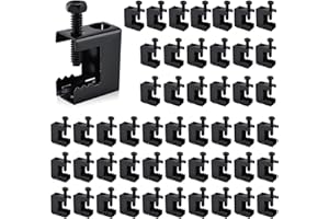Patioer 50pcs Spring Steel Beam Clamps 1/4"-20 Metal Beam Hangers Bolt on Clamp for 1/4" and 3/8" Threaded Rod, S-Hooks and B