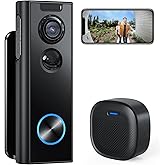 XTU 2K Wireless Video Doorbell Camera No Subscription with Chime & Multi-Angle Bracket, Two-Way Audio, Human Detection, Night