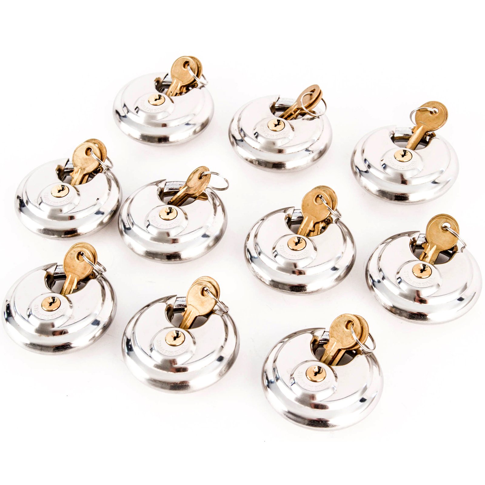 Red Hound Auto 10 Stainless Steel Armor Disc Padlocks Trailer/Self Storage Locks Keyed Alike