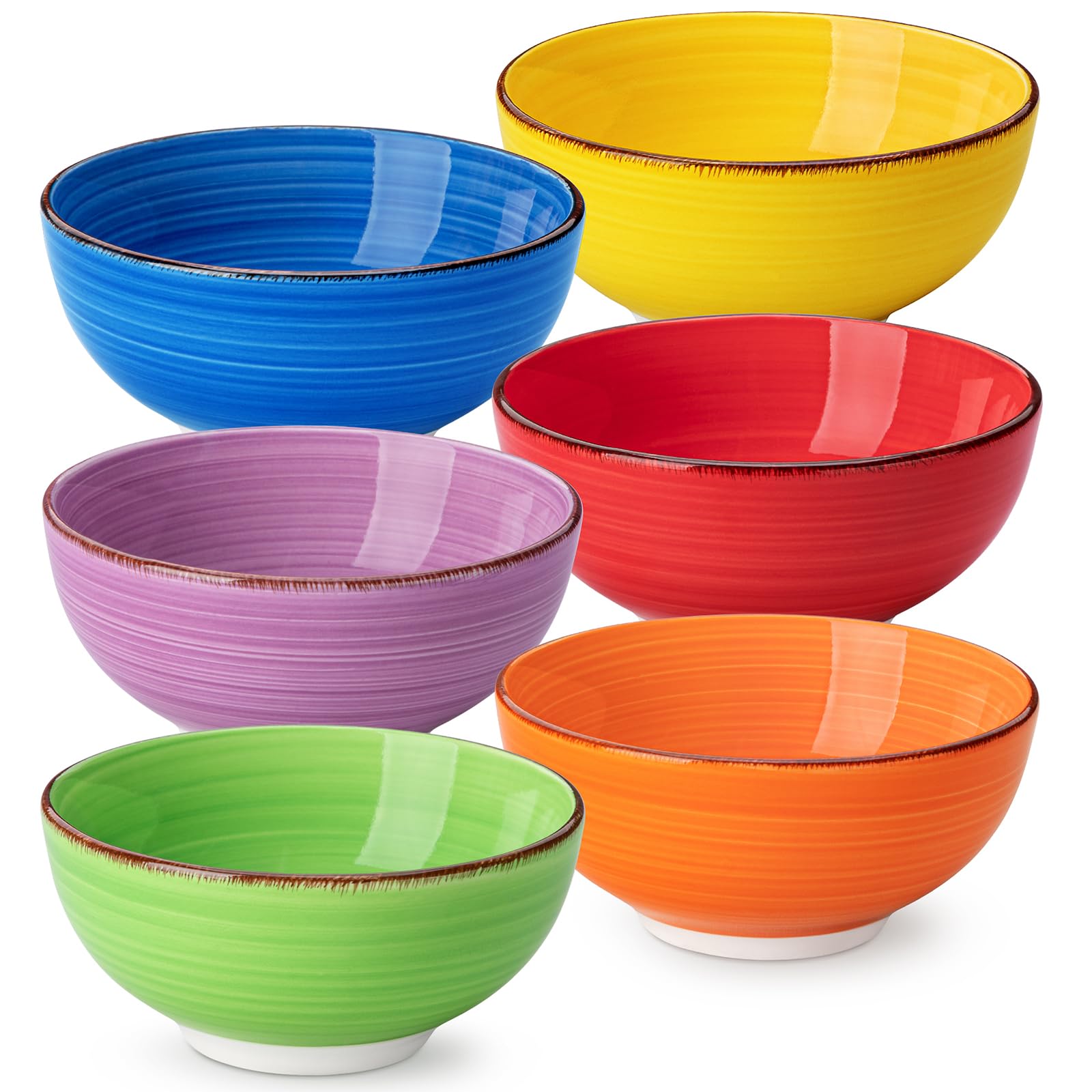 vancasso Bonita Small Bowls Set of 6, 380ml Ceramic Cereal Bowls, Dipping Bowls, Serving Bowls for Soup, Dessert, Snack, Porridge, Rice, Dishwasher & Microwave Safe, Warm Color