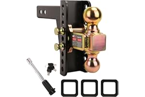 PEAKTOW Enhanced Version Adjustable Trailer Hitch Ball Mount Fits 2” Receiver, 20,000lbs. Capacity, 6 Inches Drop/Rise with 2