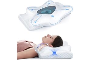 Emircey Adjustable Cervical Pillow for Neck and Shoulder Pain Relief, 3X Plus Support Hollow Contour Memory Foam Pillows for Sleeping, Odorless Orthopedic Bed Pillows for Side, Back, Stomach Sleeper