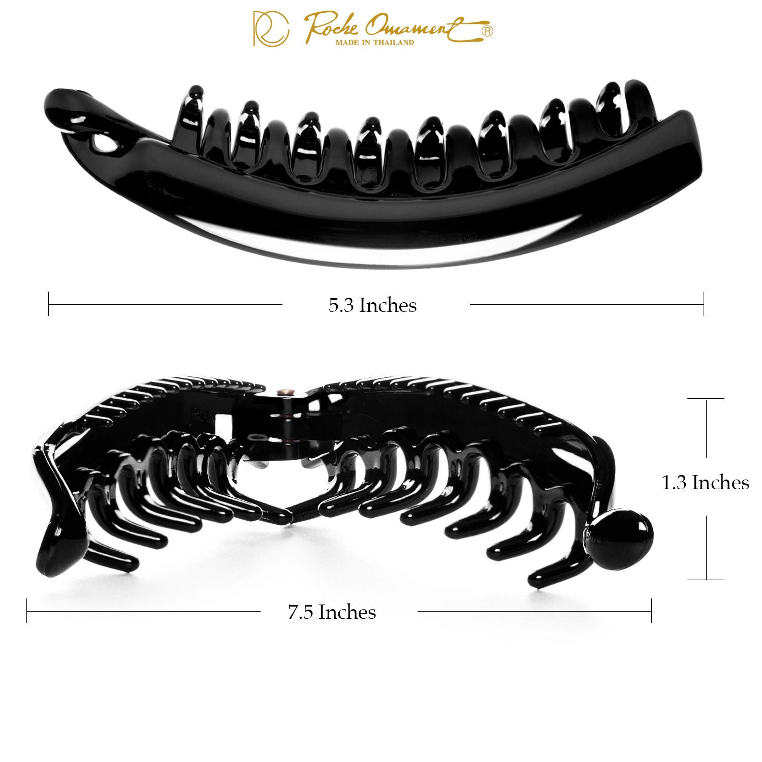 RC ROCHE ORNAMENT 6 Pcs Womens Premium Hair Plastic Banana Classic Clincher Strong Hold Ponytail Maker Styling Girls Ladies Beauty Accessory Clasp Clip, Large Black : Beauty