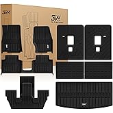 3W Floor Mats & Cargo Liner & Seatback Mats Fit with Jeep Grand Cherokee L 2021-2025 2026 (6-Seats w/o 2nd Row Center Armrest Only), All-Weather Full Set TPE Car Mats, Black