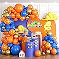 Blue and Orange Balloon Arch Kit, Orange Metallic Gold Balloons for Kids Cartoon Anime Party Decorations Birthday Balloons Baby Shower Engagement Party Supplies