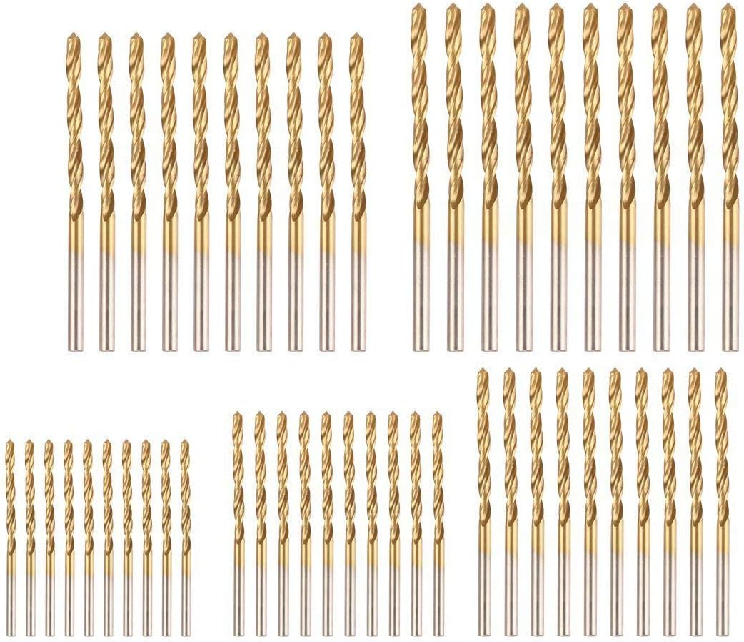 50 Pcs Titanium Twist Drill Bit Set by Volterin - HSS Cobalt Metric Drill Bits" 1.0mm - 3.0mm" for Metal, Steel, Wood, Plastic, Copper, Aluminum Alloy, Stainless Steel Sets Small Drill Bit