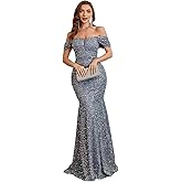 TOLEEN Women's Formal Sequin Bodycon Long Sleeve Prom Dresses Elegant Evening Party Maxi Dresses