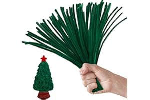 YOBLINK 100PCS Dark Green Pipe Cleaners,Green Pipe Cleaners Craft,Pipe Cleaners Set,Pipe Cleaners Green Christmas Trees