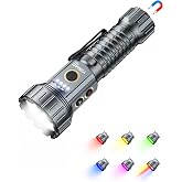 Yemao Rechargeable Flashlight, UV Multicolor EDC LED Flashlight 2000 Lumen | 6 Modes with White Red Green Blue Yellow UV Lights, Pocket Flashlight with USB-C Charging for Camping Outdoor Emergency Use