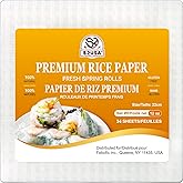 52USA Square Rice Paper, White Rice Paper Wraps, Non-GMO Certified, Gluten-Free, Perfect for Fresh Spring Rolls & Dumplings, 