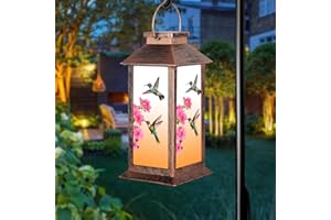 FUSSION Solar Lanterns Outdoor Waterproof Hummingbird, Garden Decor Birthday Gifts for Women Mom Grandma Sister, Hanging LED Plastic Solar Lights Outside Decorative for Yard Patio Backyard Lawn Decorations