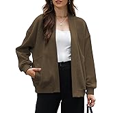 Arssm Women Sweatshirt Cardigan Cotton Oversized Open Front Drop Shoulder Long Sleeve Fall Cardigan