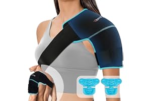 Comfytemp Shoulder Ice Pack Wrap Shoulder Brace Compression Sleeve for Shoulders Pain Relief, FSA Eligible HSA, 2 Gel Ice Packs for Injuries Reusable, Cold Therapy for Rotator Cuff Recovery, Arm, S/M