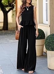 Dokotoo Pants Sets Women 2 Piece Outfits Sleeveless