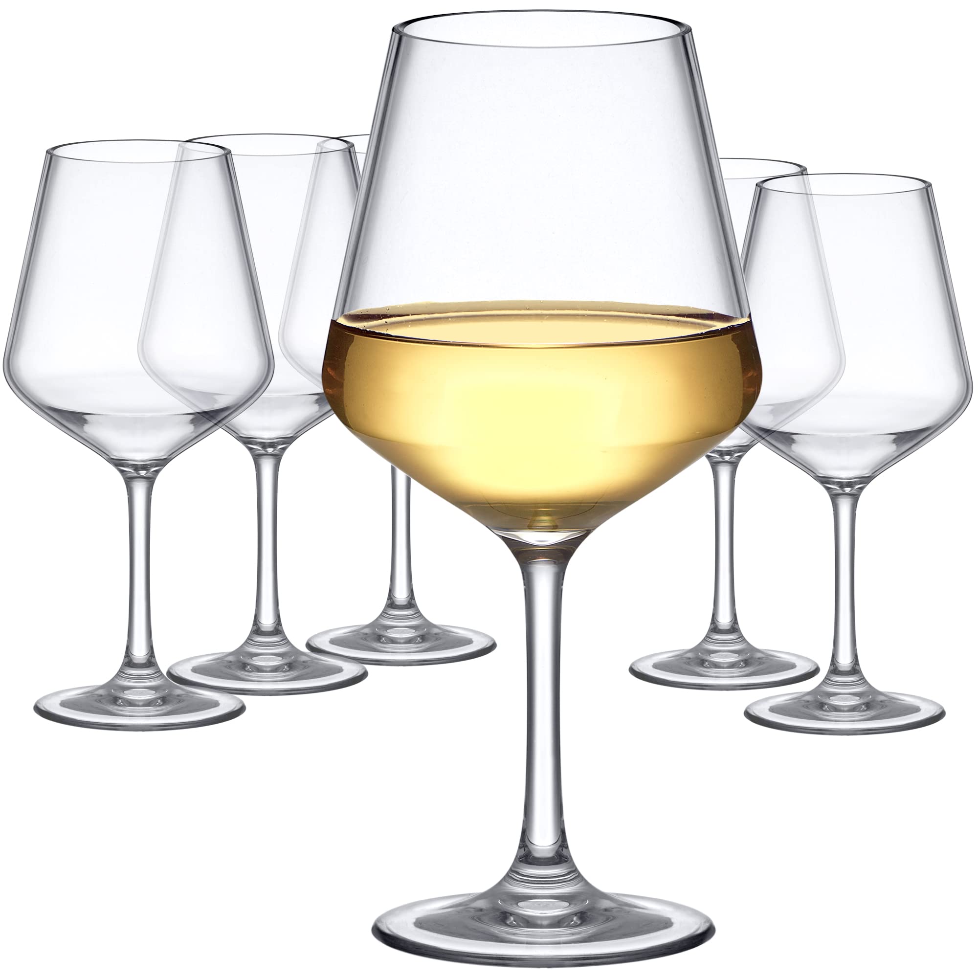 Photo 1 of Amazing Abby - Sasha - 14-Ounce Unbreakable Tritan Wine Glasses (Set of 6), Plastic Wine Glasses, Reusable, BPA-Free, Dishwasher-Safe, Perfect for Poolside, Outdoors, Camping, and More